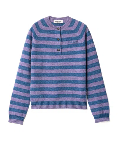 Miu Miu Wool Crew-neck Sweater In Purple