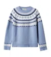 Miu Miu Wool Oversized Sweater Crew Neck Pattern In Blue