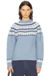 Miu Miu Wool Oversized Sweater Crew Neck Pattern In Blue