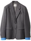 Miu Miu Single-breasted Gabardine Blazer In Blue