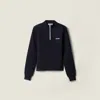 Miu Miu Wool Half-zipper Sweater In Blue