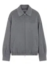 Miu Miu Wool Jacket With Embroidered Logo In Gray