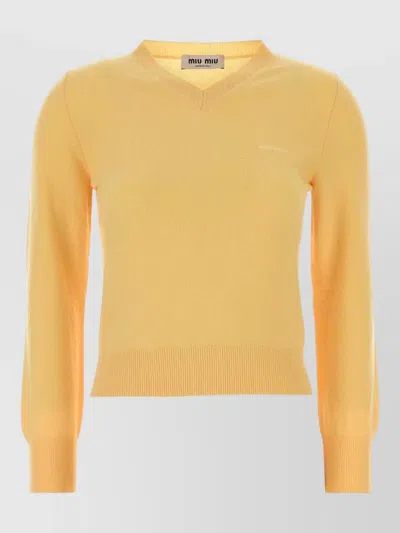 Miu Miu Sweater Woman Color Cream In Orange