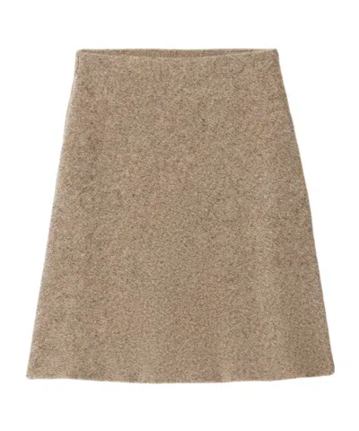 Miu Miu Wool Knit Skirt In Brown