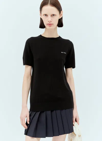 Miu Miu Wool Knit Top In Black