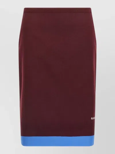 Miu Miu Wool Midi Skirt Double Layer Slit In Red