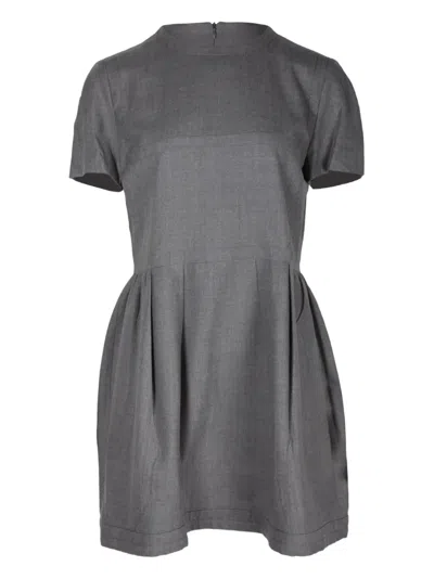 Pre-owned Miu Miu Wool Mini Dress In Gray