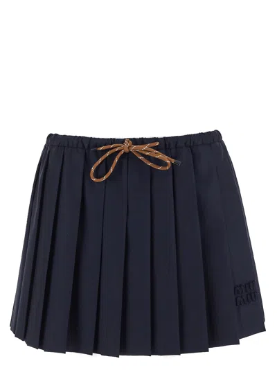 Miu Miu Wool Mini Skirt In Blue