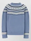 Miu Miu Wool Oversized Sweater Crew Neck Pattern In Blue