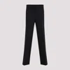 Miu Miu Wool Pants With Belt Loops And Pinstripes In Nero