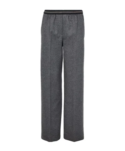 Miu Miu Wool Pants With Drawstring In Gray