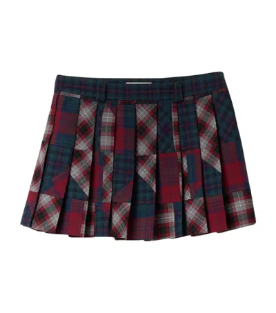 Miu Miu Wool Plaid Pleated Mini Skirt