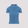 Miu Miu Short Sleeve Polo Shirt Ribbed Texture In Blue