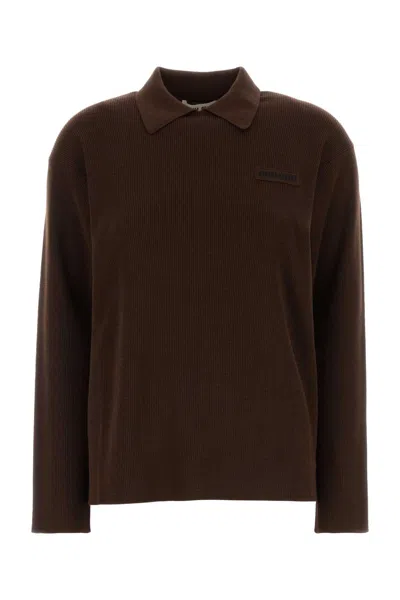 Miu Miu Wool Polo Shirt For Women In Brown