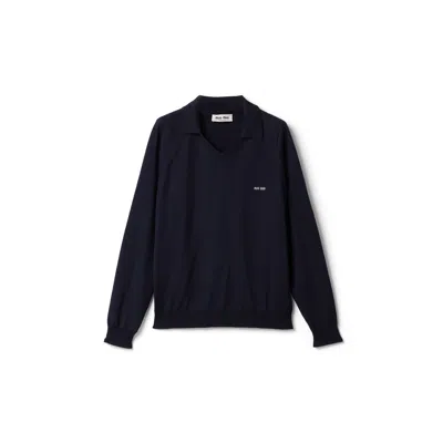 Miu Miu Wool Polo Sweater In Black