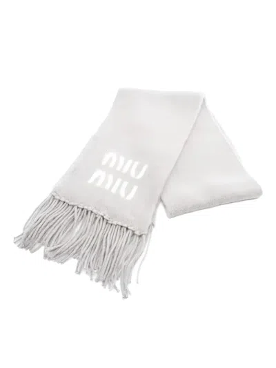 Pre-owned Miu Miu Wool Scarf In Gray