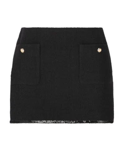 MIU MIU WOOL SEQUINED TRIMMED SKIRT