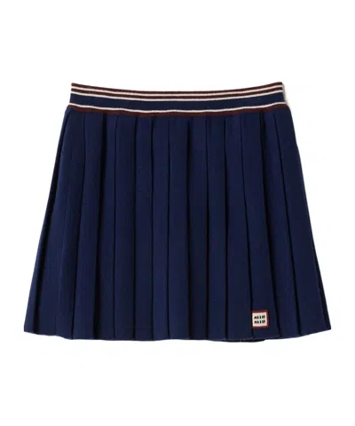MIU MIU MIU MIU LOGO-PATCH PLEATED MINI SKIRT