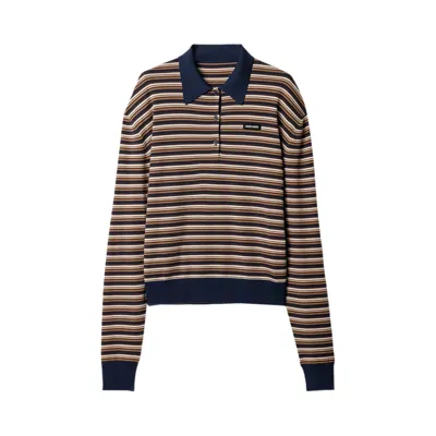Pre-owned Miu Miu Wool Striped Polo Shirt 'falbino' | Multi-color | Women's Size 38