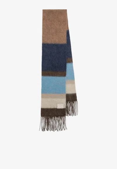 Miu Miu Wool Striped Scarf In Multi