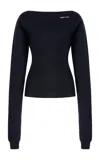 Miu Miu Blue Boat Neck Sweater In Wool In Blue