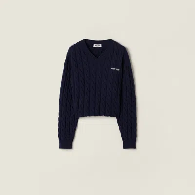 Miu Miu Wool Sweater In Blue