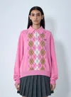 Miu Miu Argyle Pattern Polo Collar Knitwear Sweater In Red