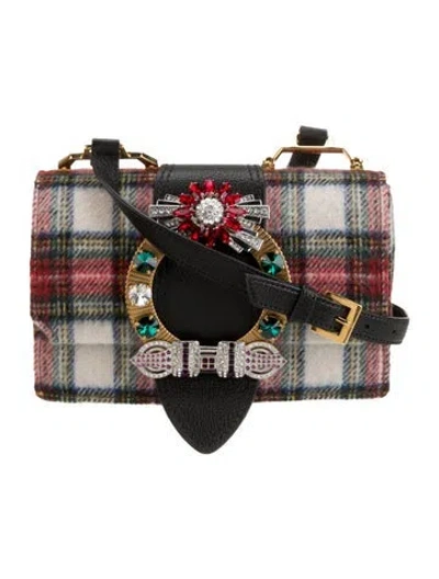 Pre-owned Miu Miu Wool Tartan Jewels In Black