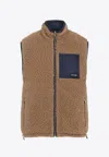 Miu Miu Wool Teddy Zip-up Vest In Sand