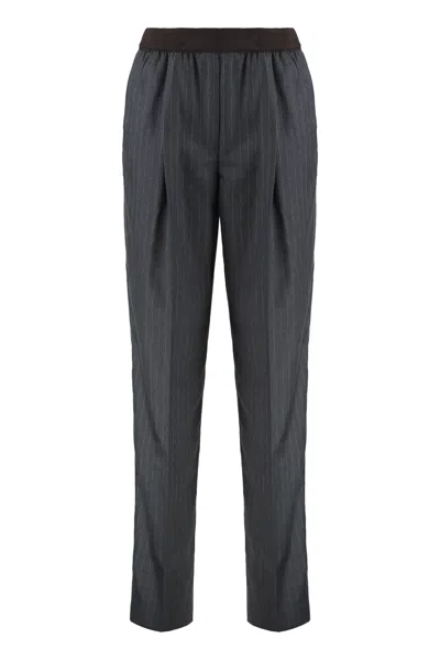Miu Miu Wool Trousers In Gray
