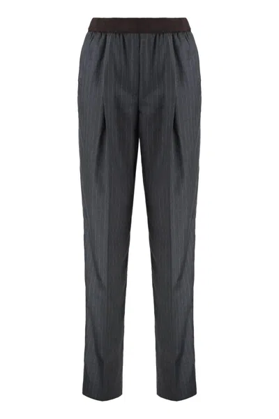 Miu Miu Wool Trousers In Gray
