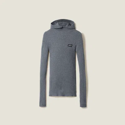 Miu Miu Wool Turtleneck Sweater In Slate Gray