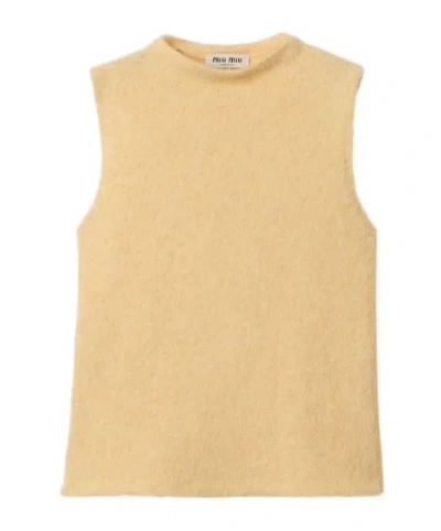 Miu Miu Wool Vest In Yellow