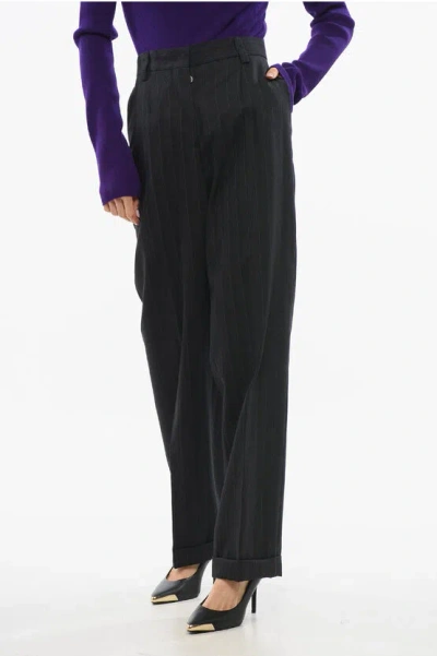 Miu Miu Wool Wide-leg Pants In Black
