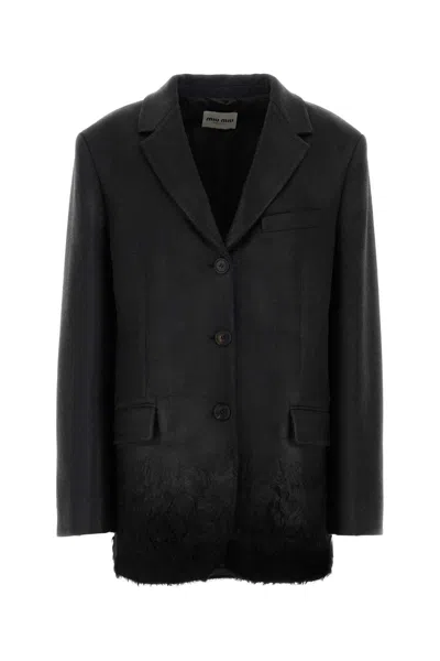 Miu Miu Wool-blend Blazer With Cashmere Touch And Viscose Lining In Red