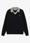 Miu Miu Wool-blend Collared Sweater In Blue