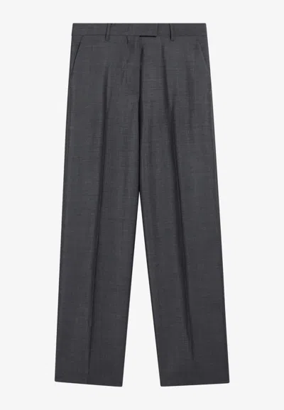 Miu Miu Wool-blend Tailored Pants In Gray
