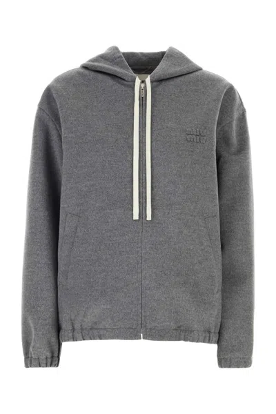 Miu Miu Wool-cashmere Blend Jacket In Grey