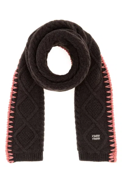 Miu Miu Wool-cashmere Scarf 190 X 20 Cm For Women In Brown