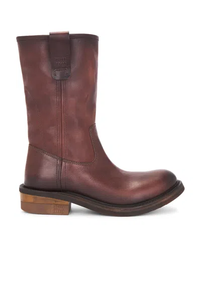Miu Miu Work Boot In Burgundy