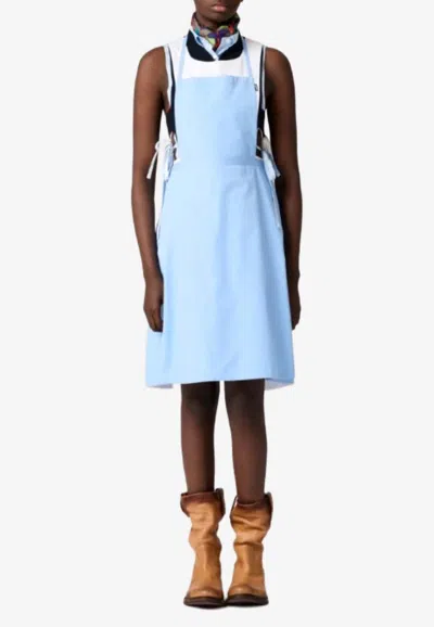 Miu Miu Workwear Apron With Logo-label In Blue