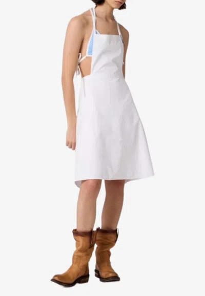 Miu Miu Workwear Apron With Logo-label In White