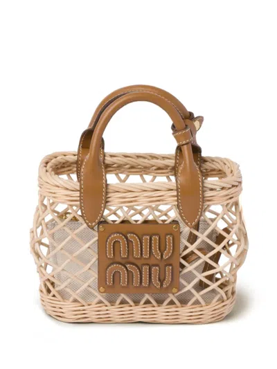 Miu Miu Handtasche Mit Korbdetail In Braun