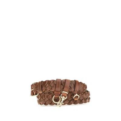 Miu Miu Woven Calf Leather Belt In Brown