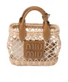 Miu Miu Woven Fabric Handbag With Leather Trim