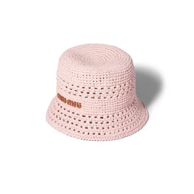 Miu Miu Woven Fabric Hat In Pink