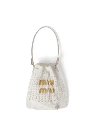 Miu Miu Woven Fabric Mini Bag In White