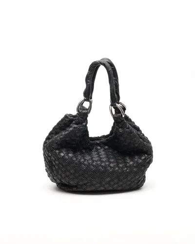 Miu Miu Woven Hobo Bag In Black