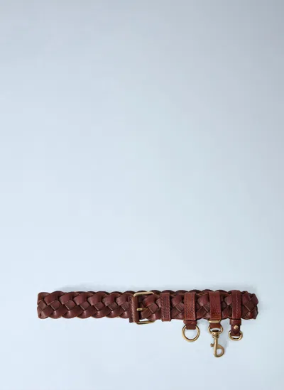 Miu Miu Woven Leather Belt In Brown