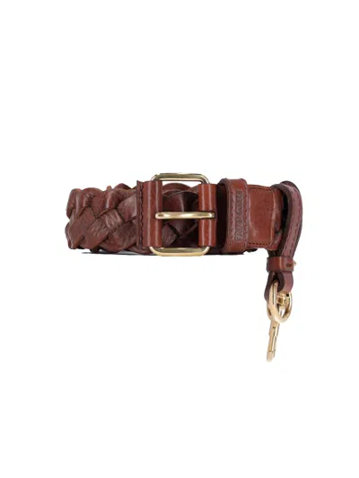 Miu Miu Woven Leather Belt In Brown